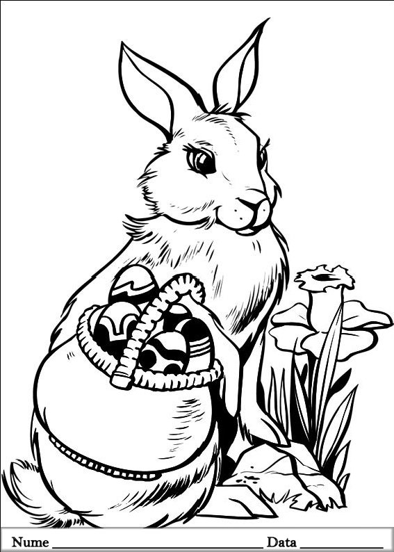 desene de colorat planse iepurasi de pasti